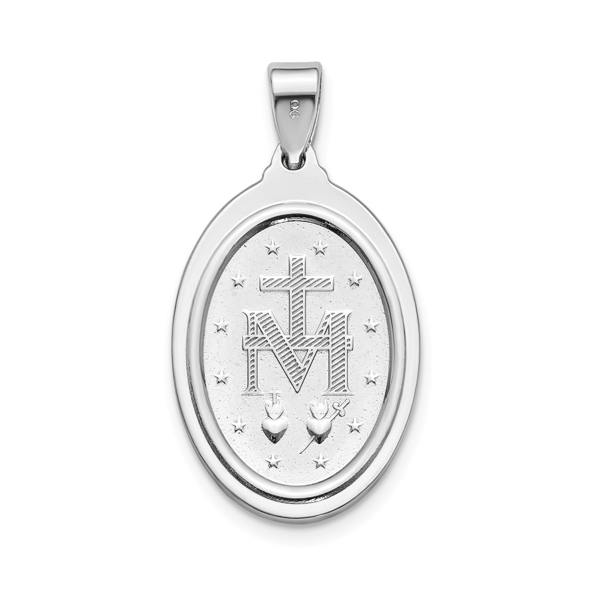 Oval Milagrosa Medal in Sterling Silver, 21.5x15mm - Sophia Jewelers