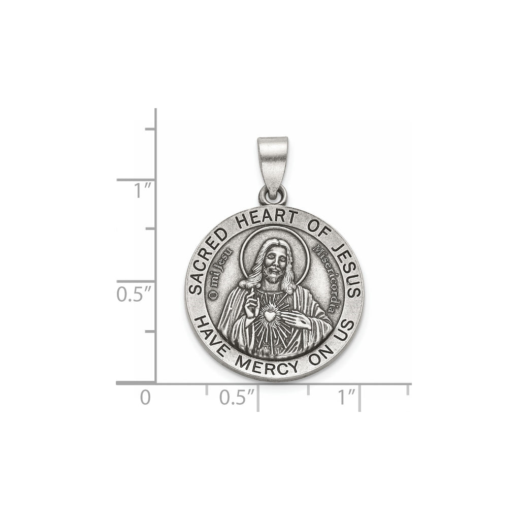 Sacred Heart of Jesus Medal in Sterling Silver, 22mm - Sophia Jewelers
