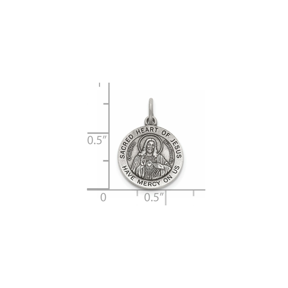 Sacred Heart of Jesus Medal in Sterling Silver, 14.5mm - Sophia Jewelers