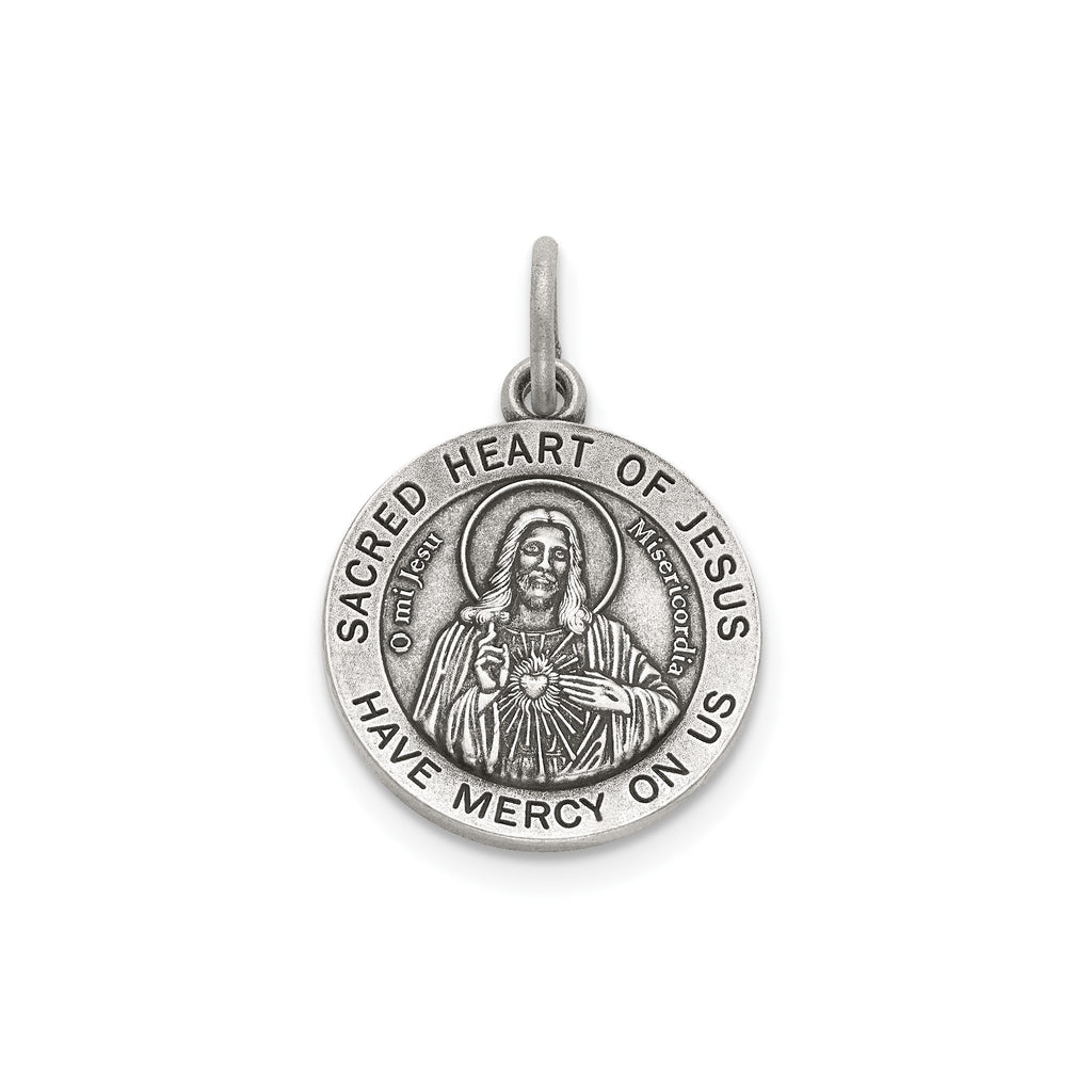 Sacred Heart of Jesus Medal in Sterling Silver, 14.5mm - Sophia Jewelers