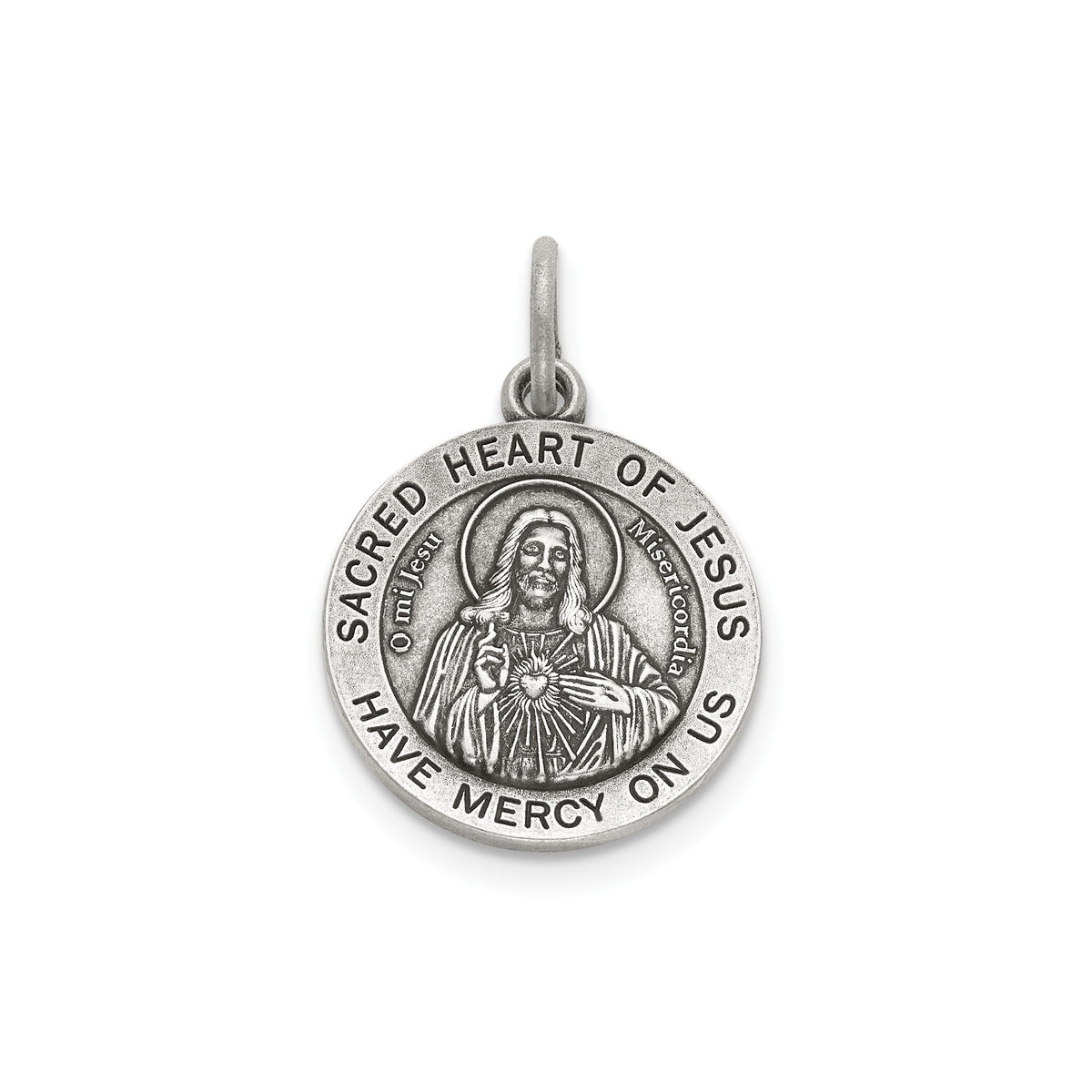 Sacred Heart of Jesus Medal in Sterling Silver, 14.5mm - Sophia Jewelers