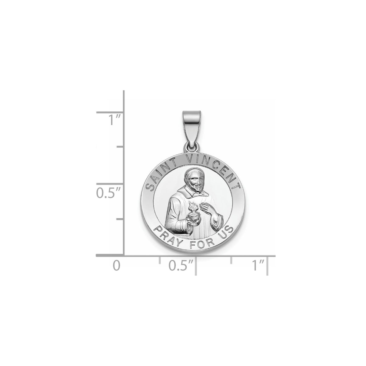 Round St. Vincent Medal in Sterling Silver, 18.25mm - Sophia Jewelers
