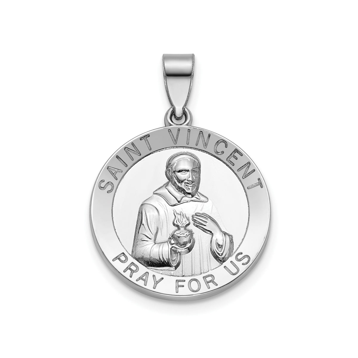 Round St. Vincent Medal in Sterling Silver, 18.25mm - Sophia Jewelers Main image