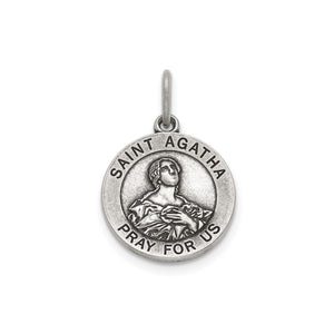 Antique Round St. Agatha Medal in Sterling Silver - Sophia Jewelers