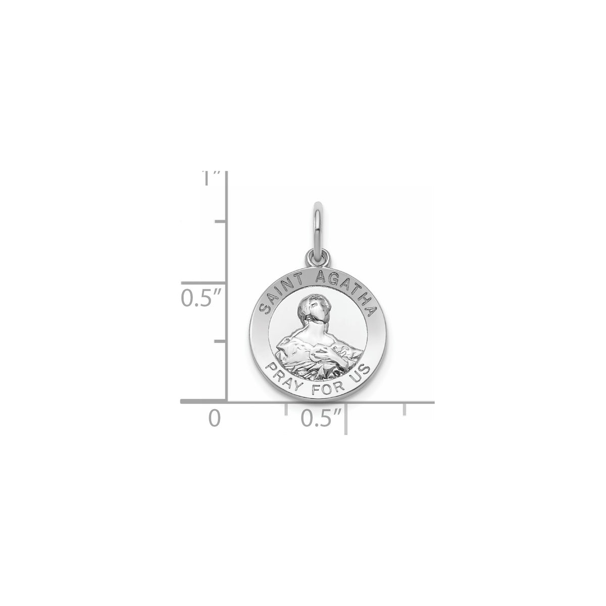Round St. Agatha Medal in Sterling Silver - Sophia Jewelers