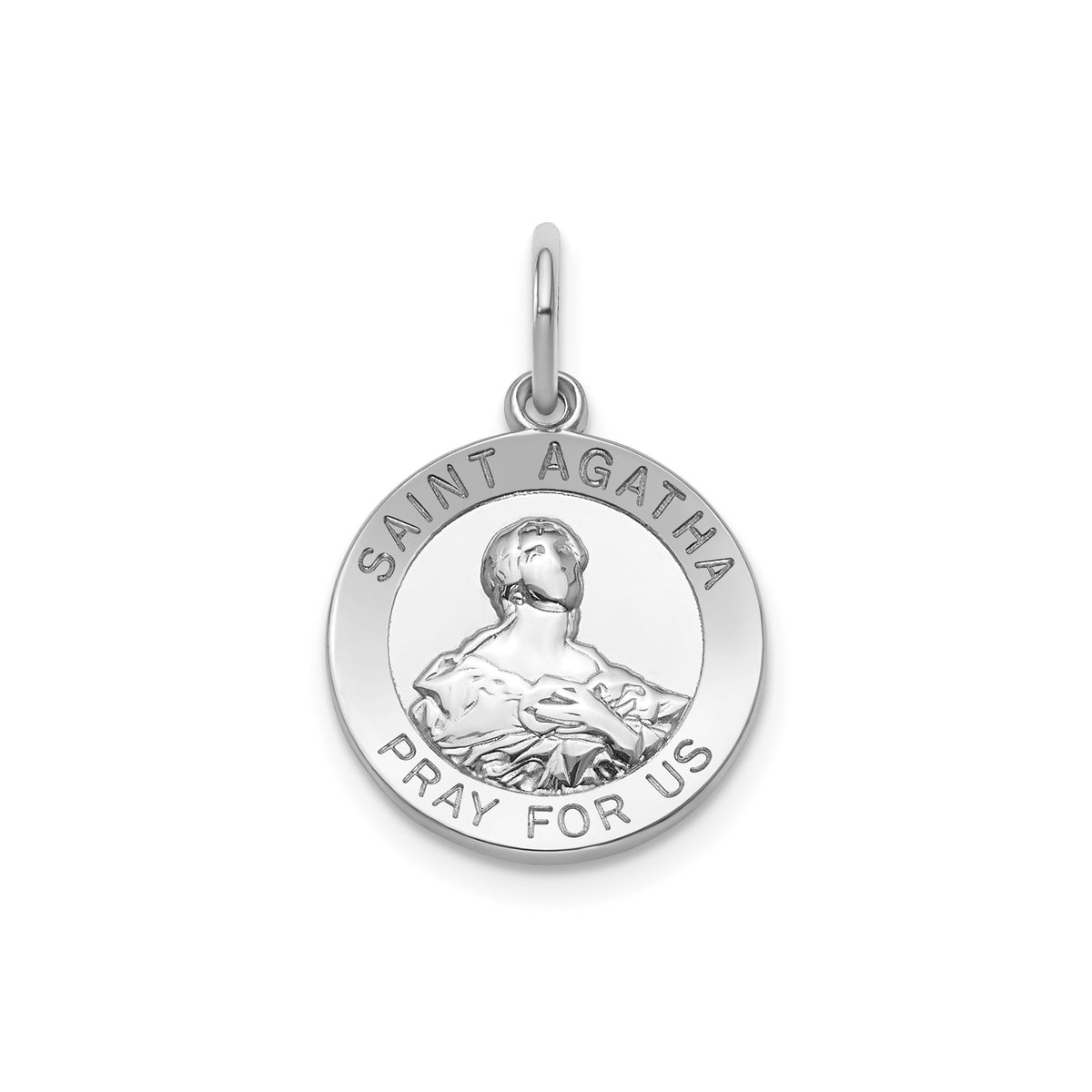 Round St. Agatha Medal in Sterling Silver - Sophia Jewelers