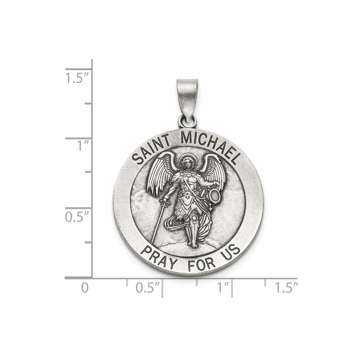 Antique Round St. Michael Medal in Sterling Silver, 27mm - Sophia Jewelers