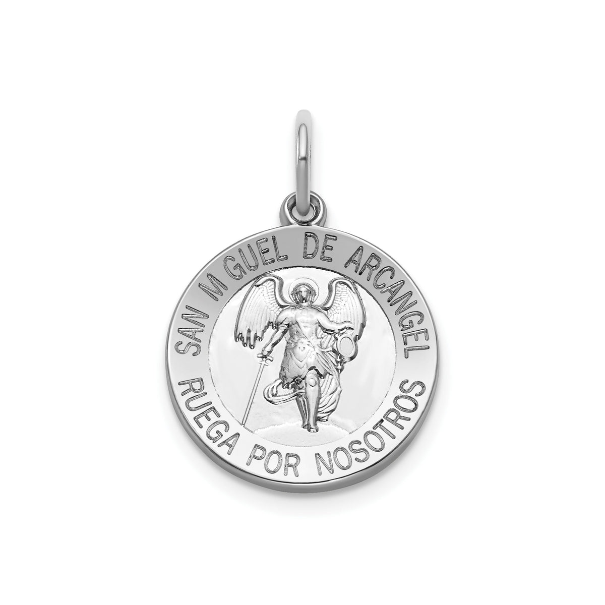 Round St. Michael-Spanish Medal in Sterling Silver, 16.25mm - Sophia Jewelers Main image