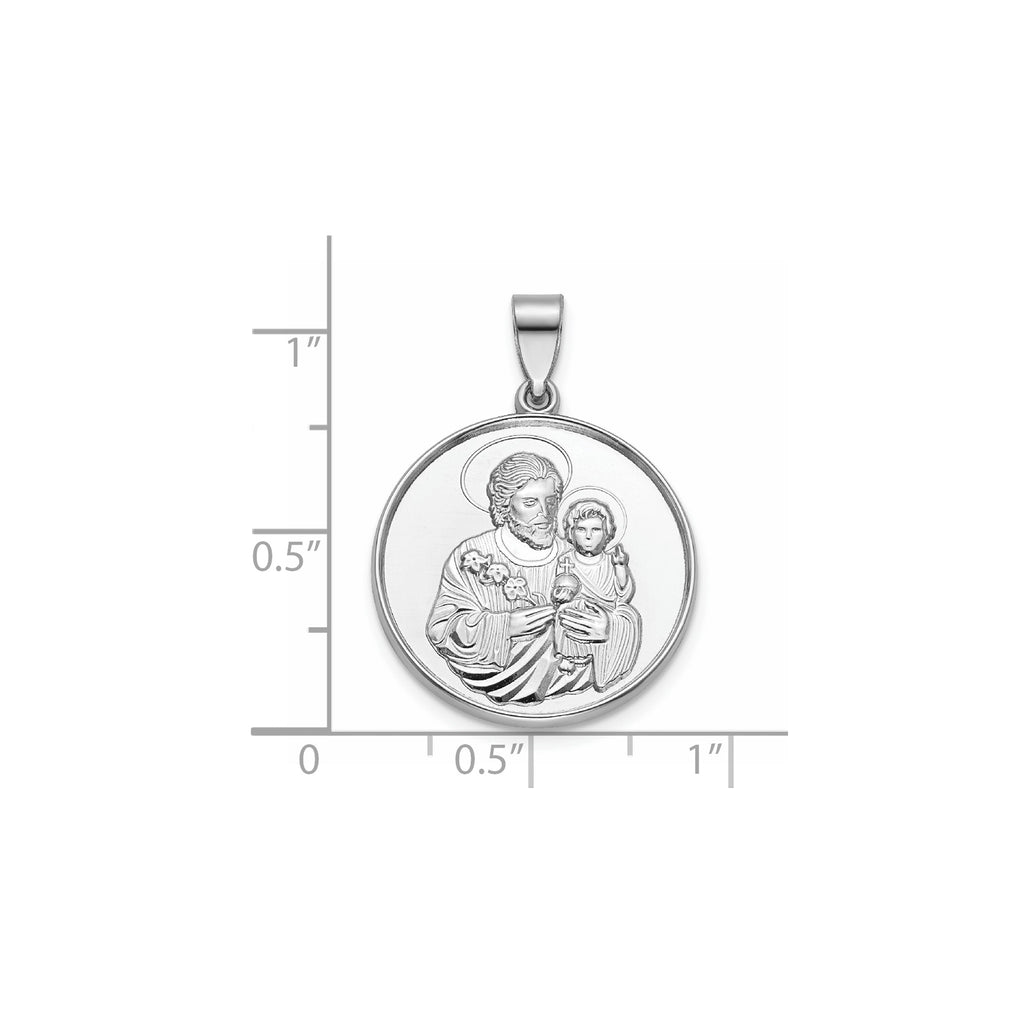 Round St. Joseph Medal in Sterling Silver, 20.25mm - Sophia Jewelers