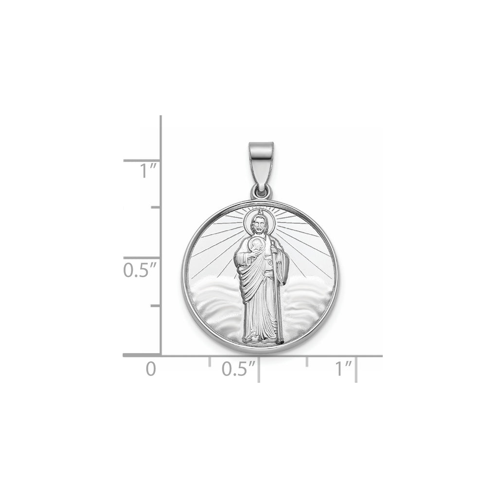 Round St. Jude Thaddeus Medal in Sterling Silver, 20.25mm - Sophia Jewelers