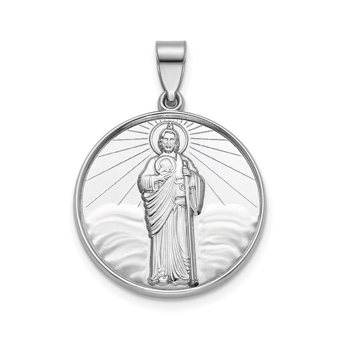 Round St. Jude Thaddeus Medal in Sterling Silver, 20.25mm - Sophia Jewelers Main image