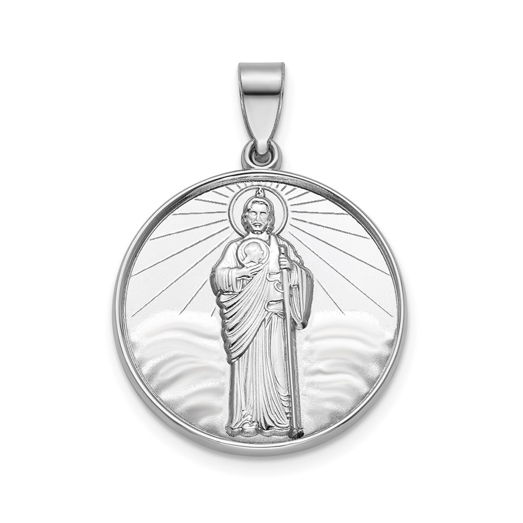 Round St. Jude Thaddeus Medal in Sterling Silver, 20.25mm - Sophia Jewelers