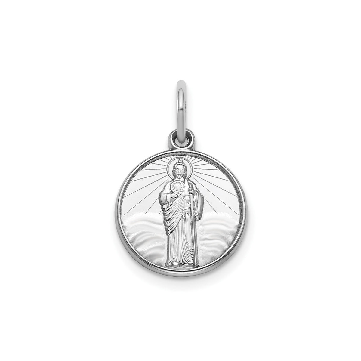 Round St. Jude Thaddeus Medal in Sterling Silver, 13.25mm - Sophia Jewelers Main image