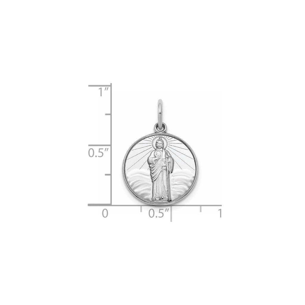 Round St. Jude Thaddeus Medal in Sterling Silver, 16.25mm - Sophia Jewelers
