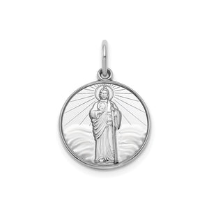 Round St. Jude Thaddeus Medal in Sterling Silver, 16.25mm - Sophia Jewelers