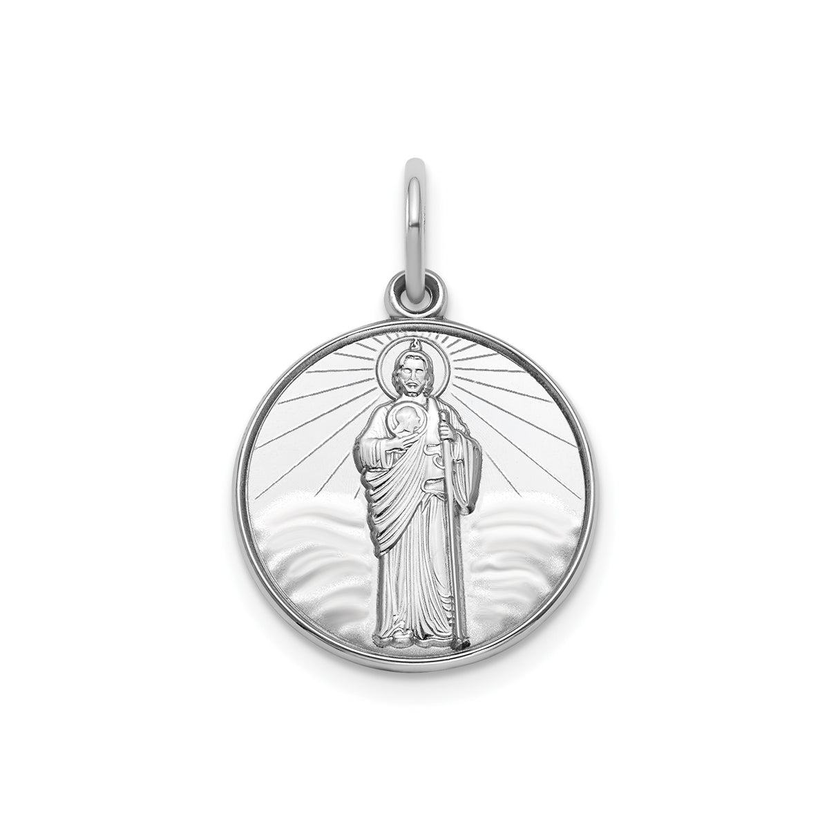 Round St. Jude Thaddeus Medal in Sterling Silver, 16.25mm - Sophia Jewelers