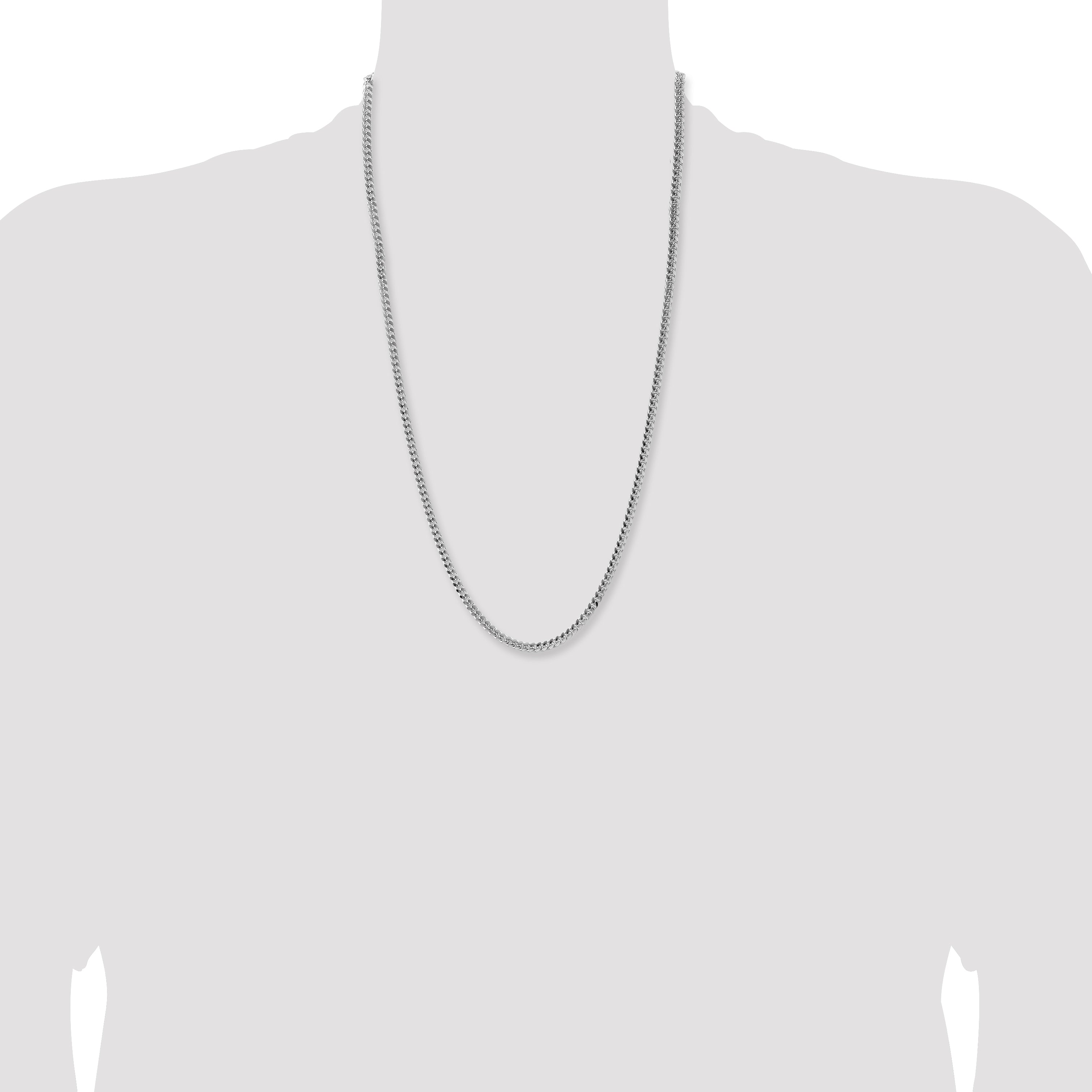 Sterling Silver 4mm Domed With  Side Diamond-Cut Curb Chain
