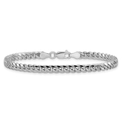 Sterling Silver Rhodium-plated 4mm Domed With  Side Diamond-Cut Curb Chain