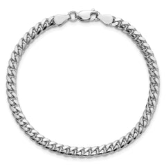 Sterling Silver Rhodium-plated 4mm Domed With  Side Diamond-Cut Curb Chain
