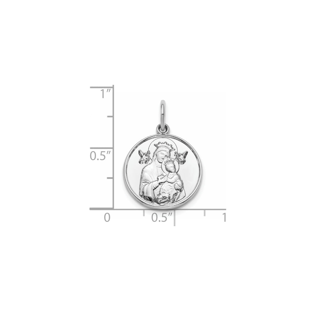Round Perpetual Help Medal in Sterling Silver, 16.25mm - Sophia Jewelers