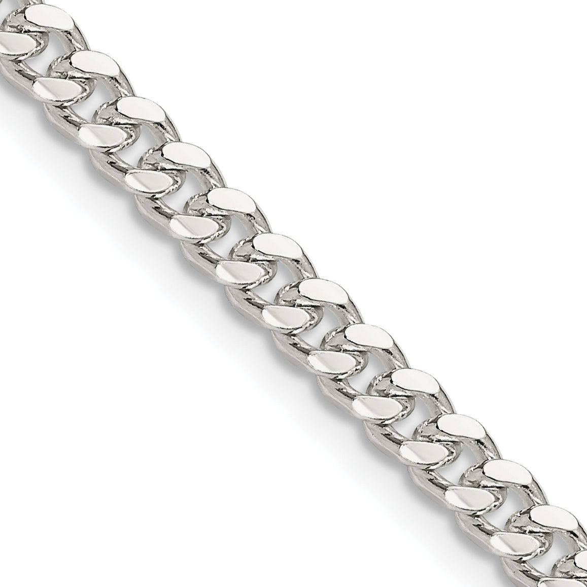 Sterling Silver 4mm Domed With  Side Diamond-Cut Curb Chain