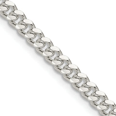Sterling Silver 4mm Domed With  Side Diamond-Cut Curb Chain