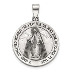 Antique Round Miraculous Medal in Sterling Silver, 23.5mm - Sophia Jewelers