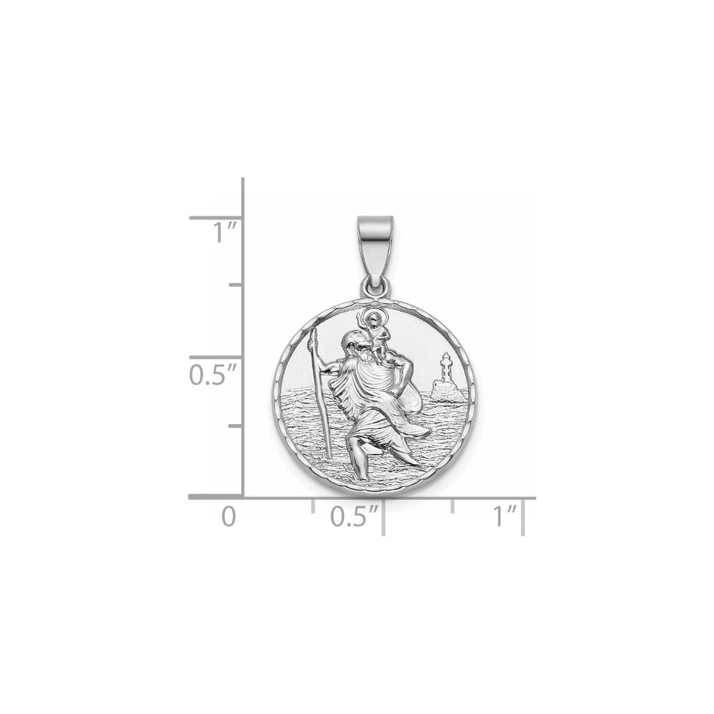 Round St. Christopher Medal in Sterling Silver, 18.25mm - Sophia Jewelers