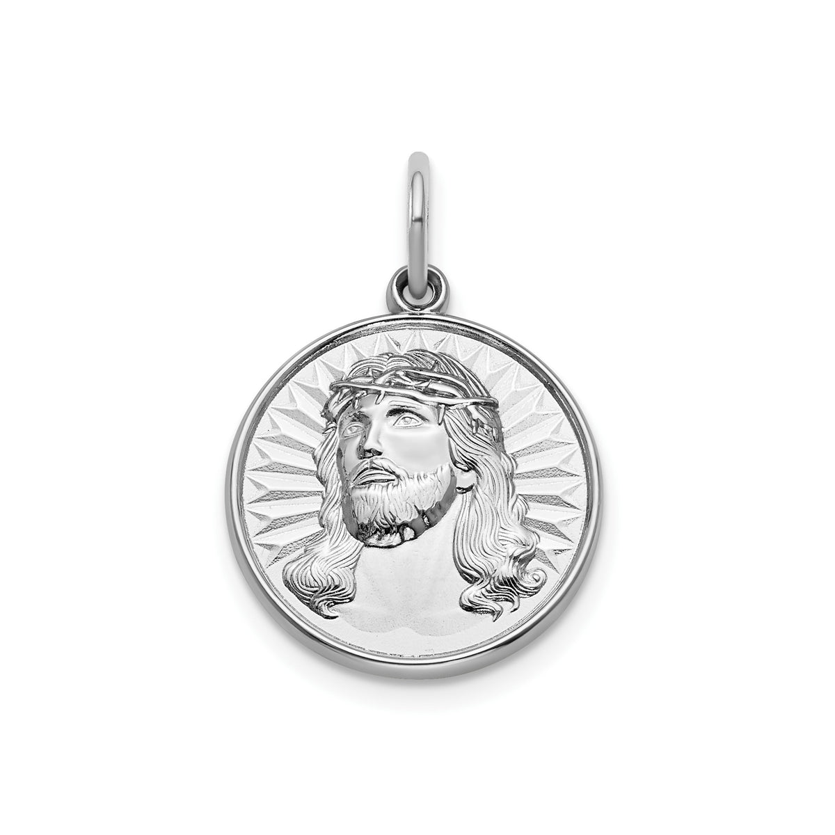 Round Face of Jesus Medal in Sterling Silver - Sophia Jewelers Main image