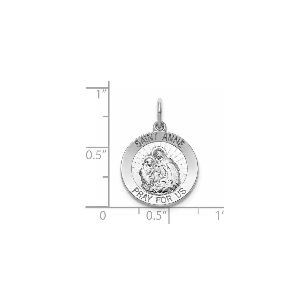 Round St. Anne Medal in Sterling Silver, 16.25mm - Sophia Jewelers