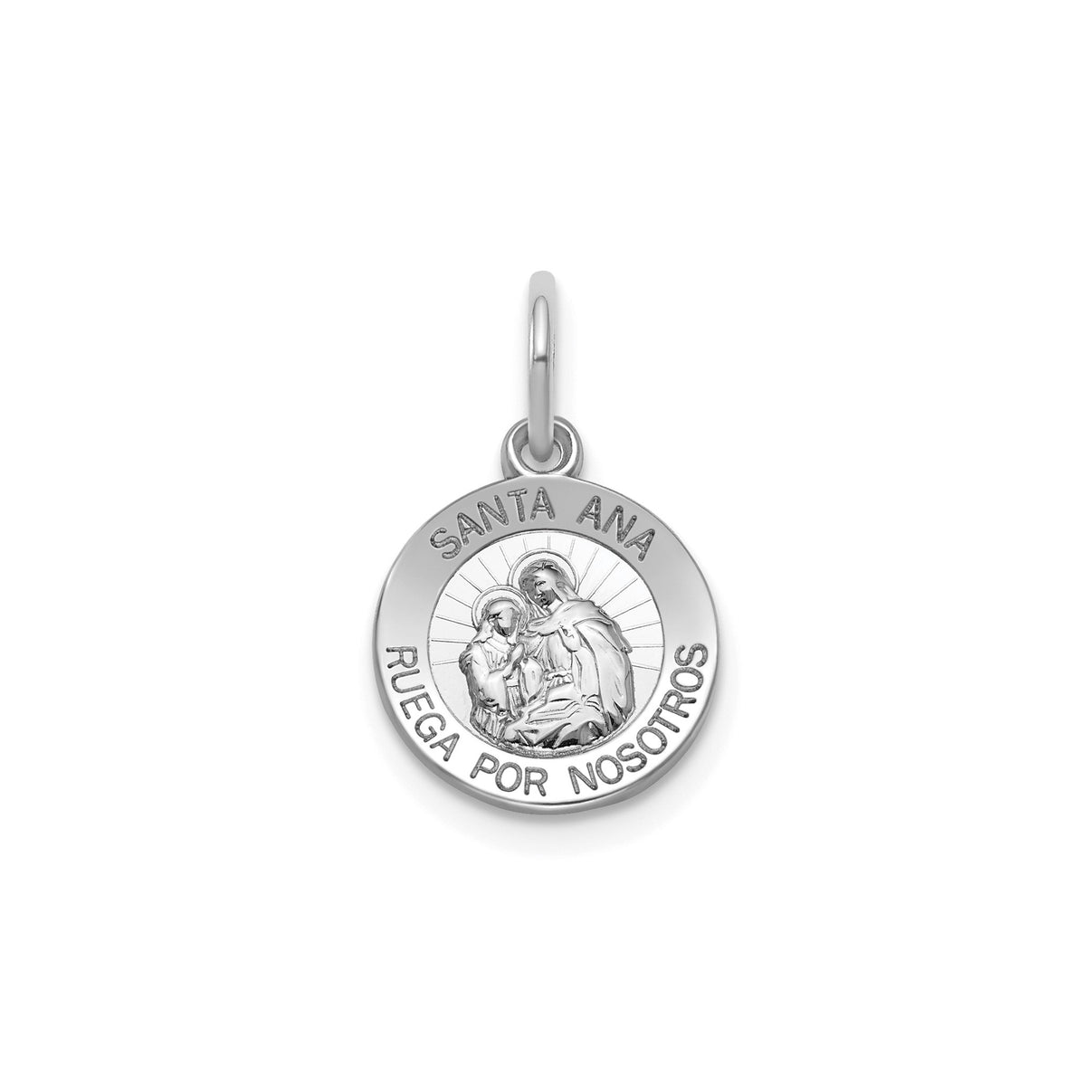 Round St. Anne-Spanish Medal in Sterling Silver, 11.5mm - Sophia Jewelers