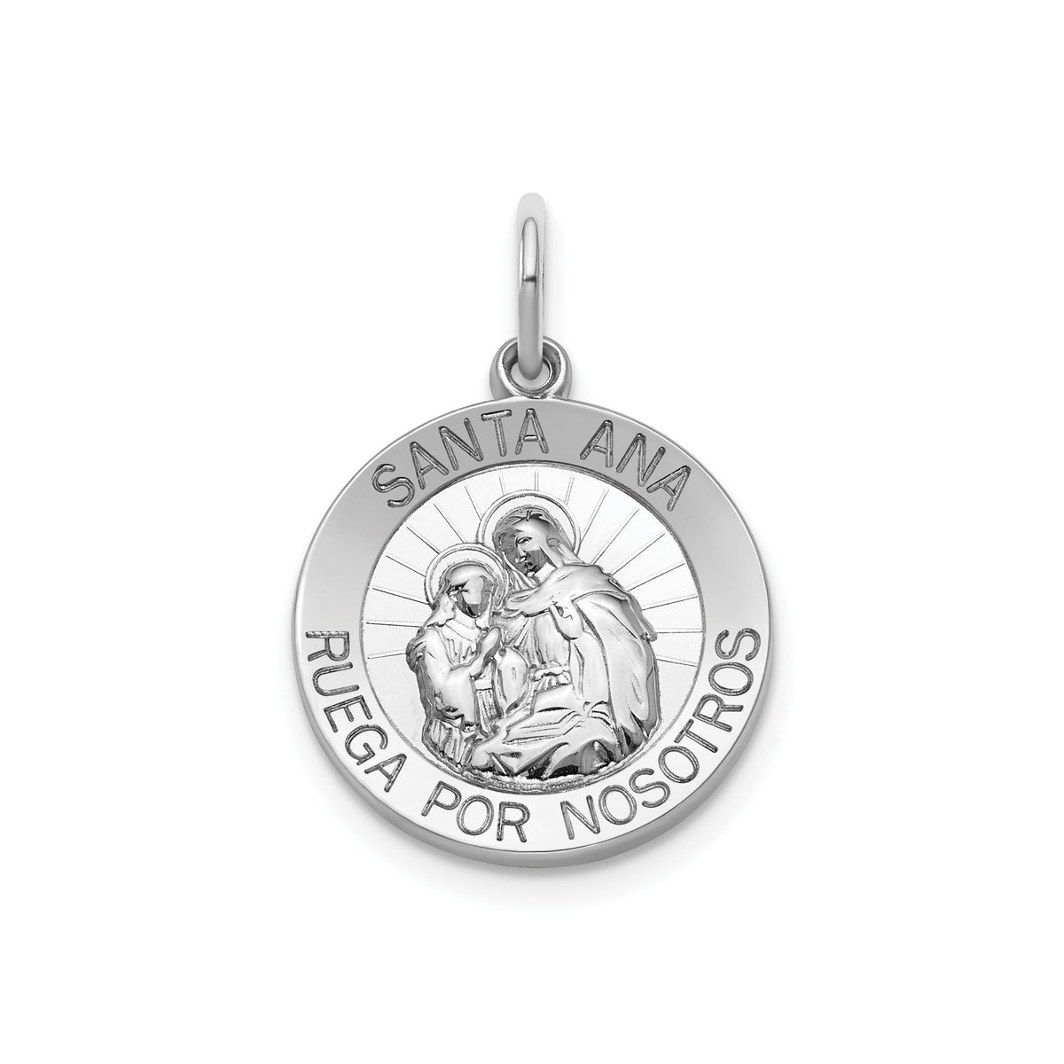 Round St. Anne-Spanish Medal in Sterling Silver, 16.25mm - Sophia Jewelers Main image