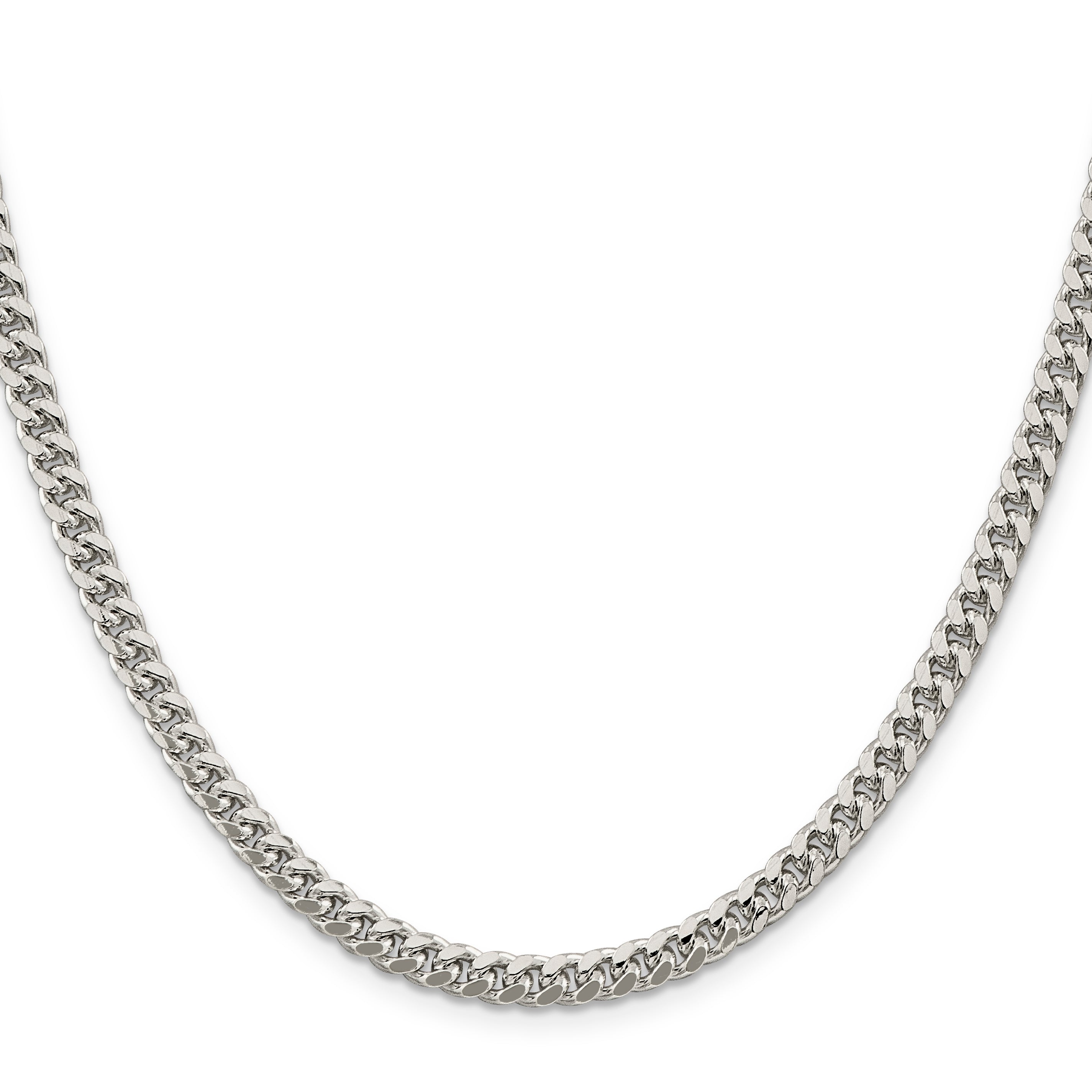 Sterling Silver 5mm Domed With  Side Diamond-Cut Curb Chain