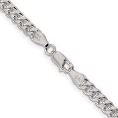 Sterling Silver 5mm Domed With  Side Diamond-Cut Curb Chain