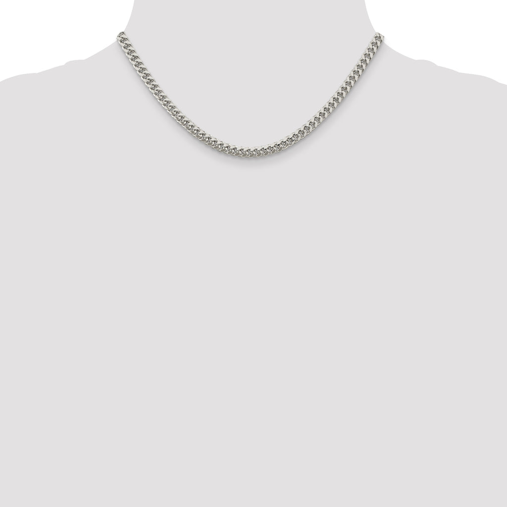 Sterling Silver 5mm Domed With  Side Diamond-Cut Curb Chain