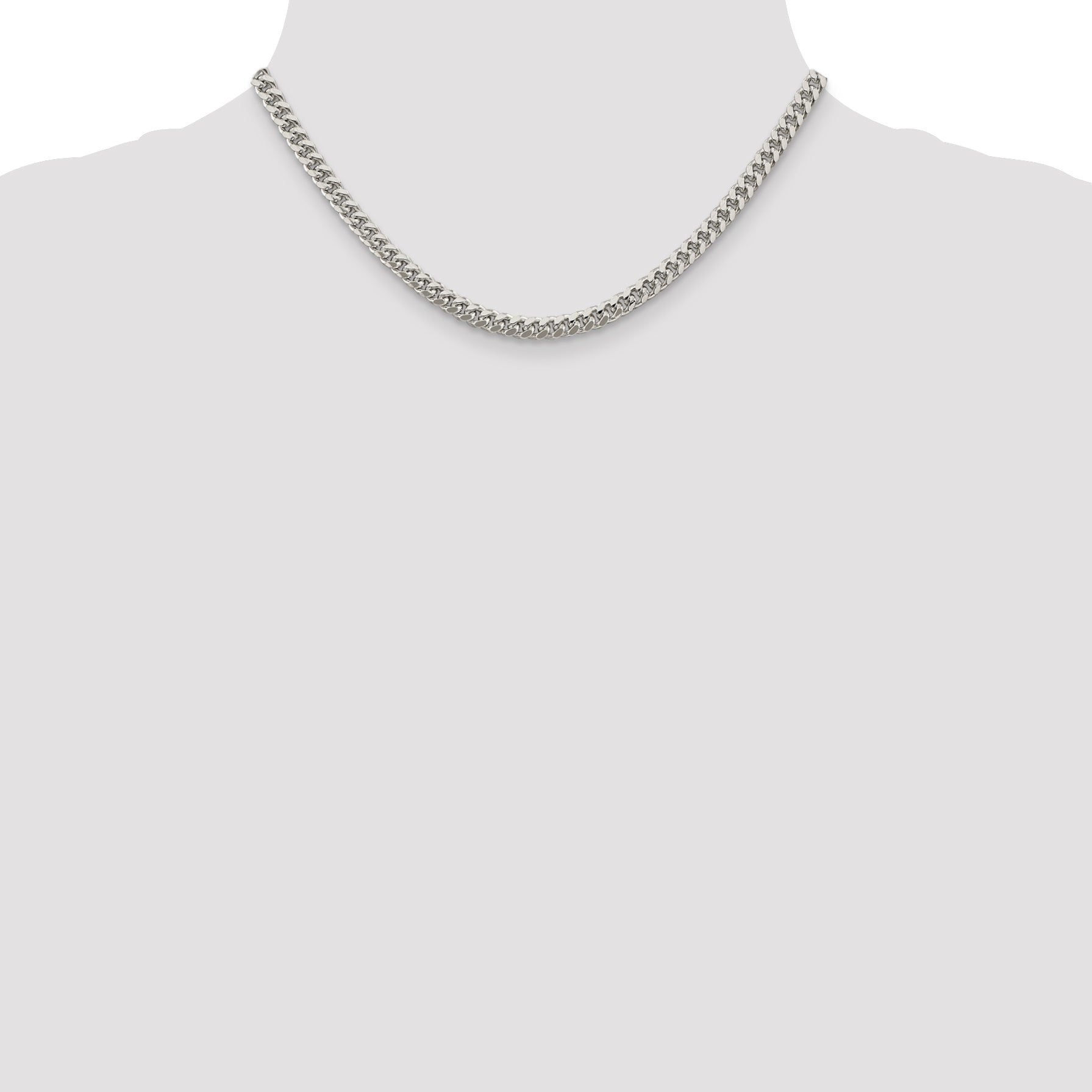 Sterling Silver 5mm Domed With  Side Diamond-Cut Curb Chain