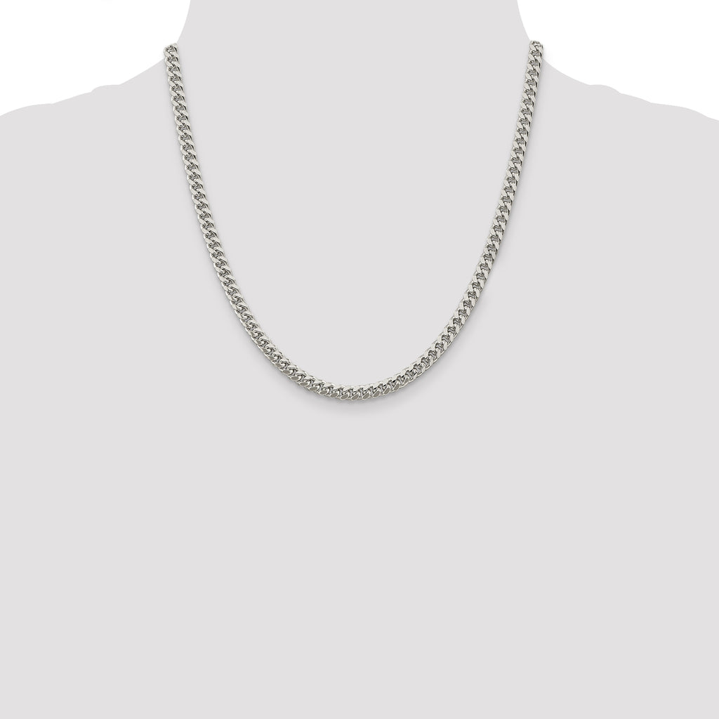Sterling Silver 5mm Domed With  Side Diamond-Cut Curb Chain
