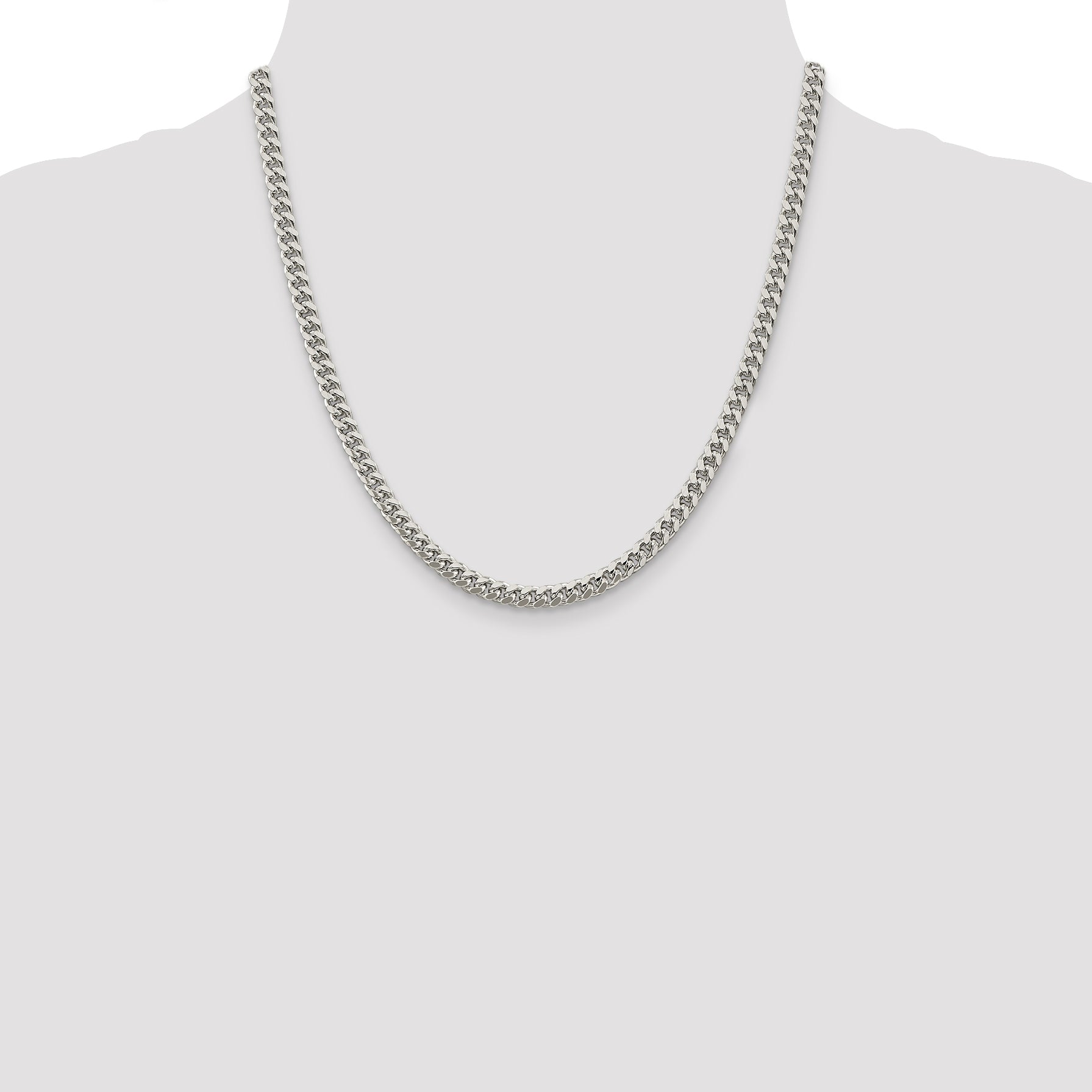 Sterling Silver 5mm Domed With  Side Diamond-Cut Curb Chain