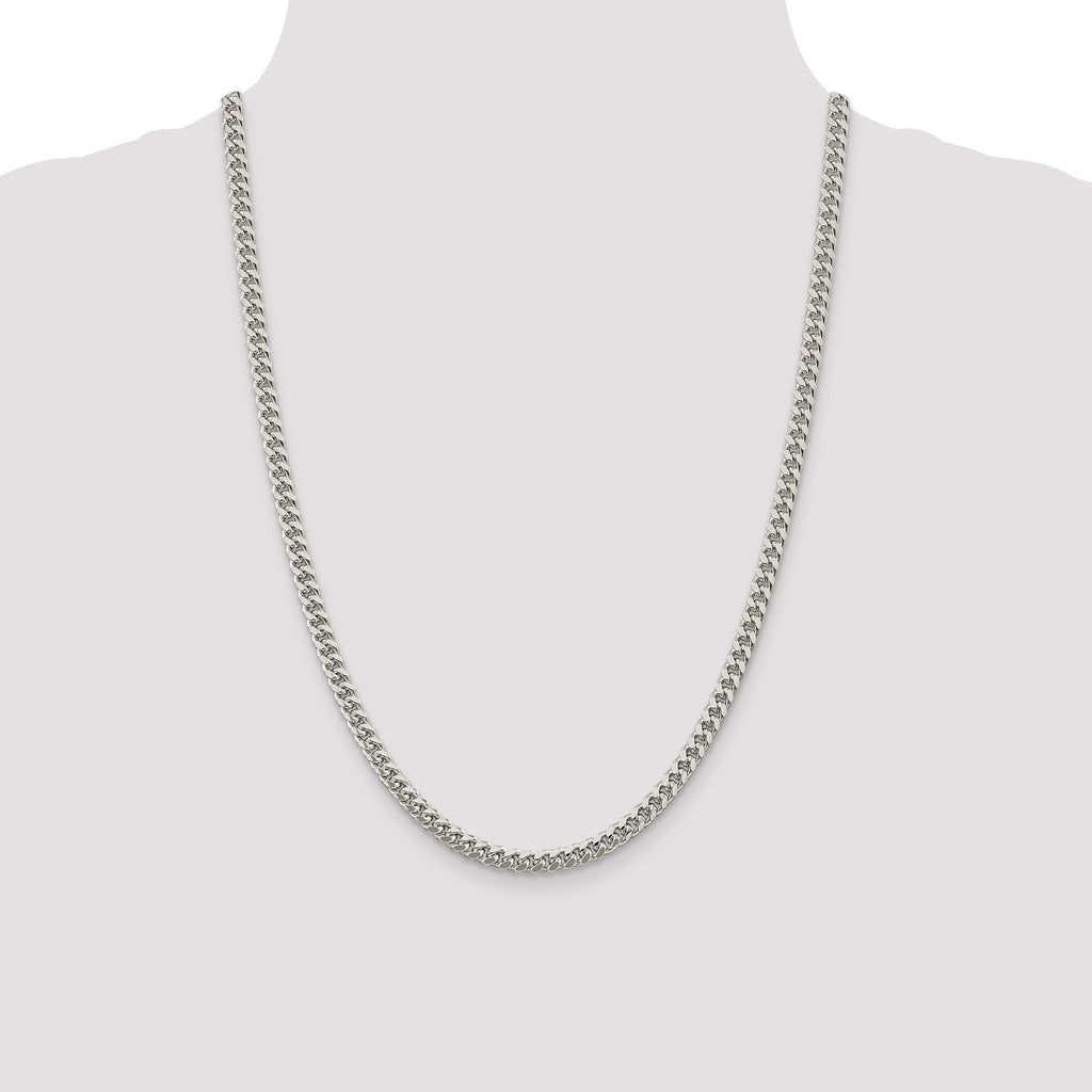 Sterling Silver 5mm Domed With  Side Diamond-Cut Curb Chain