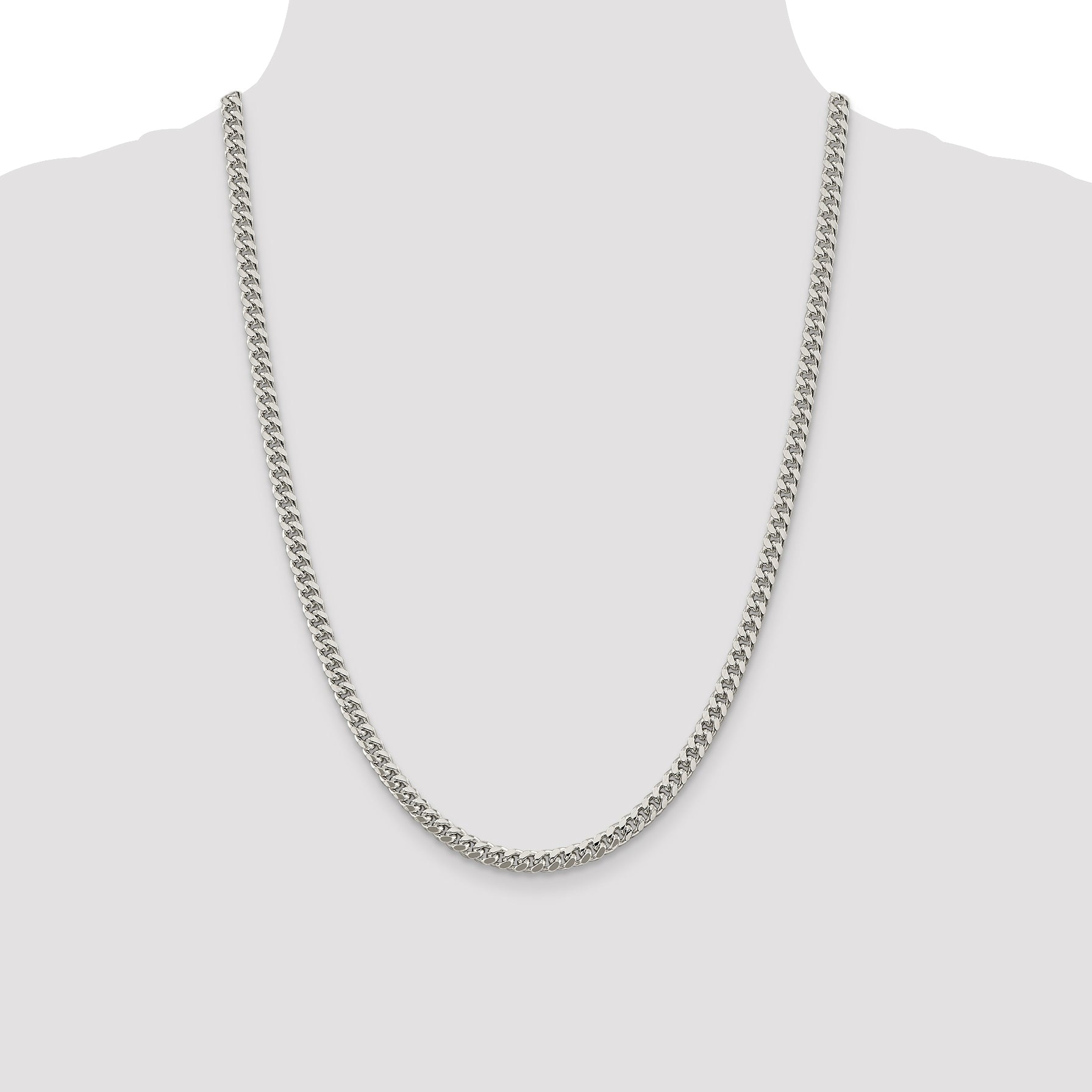 Sterling Silver 5mm Domed With  Side Diamond-Cut Curb Chain