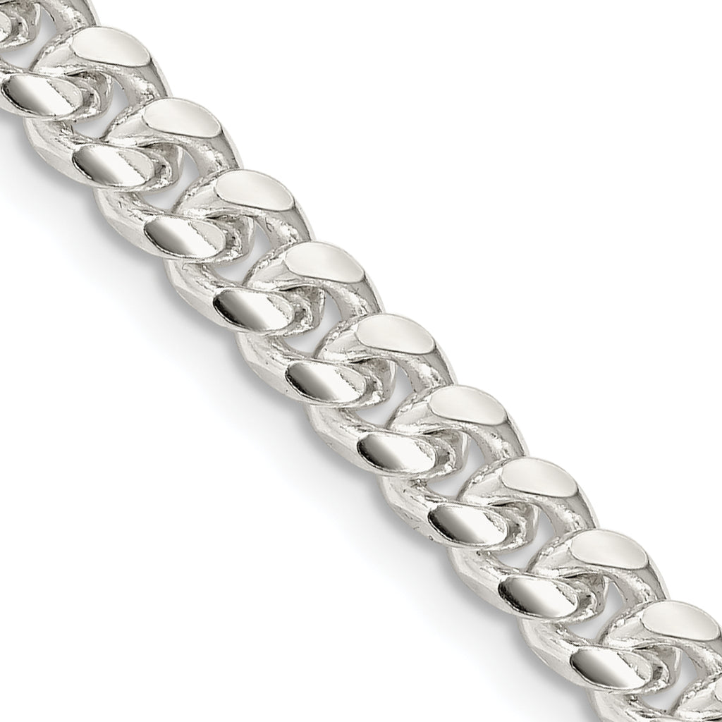Sterling Silver 5mm Domed With  Side Diamond-Cut Curb Chain