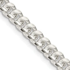 Sterling Silver 5mm Domed With  Side Diamond-Cut Curb Chain