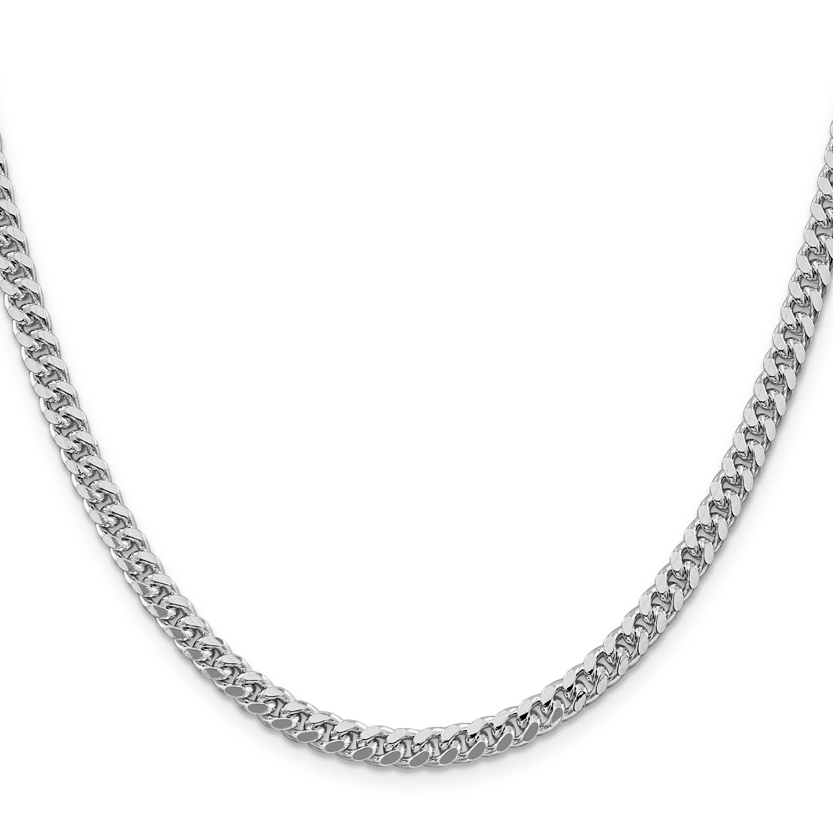 Sterling Silver Rhodium-Plated Diamond-Cut Curb Chain Necklace 5mm