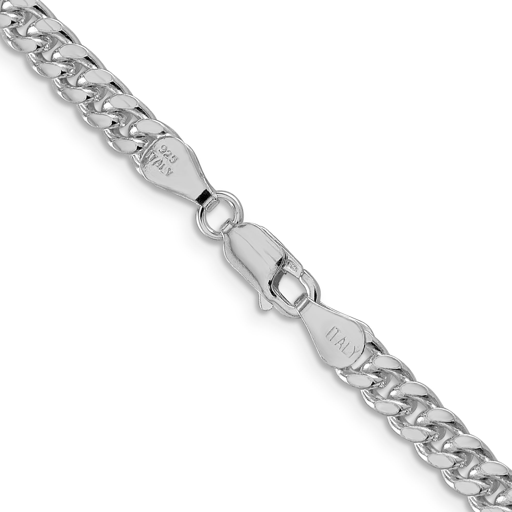 Sterling Silver Rhodium-Plated Diamond-Cut Curb Chain Necklace 5mm