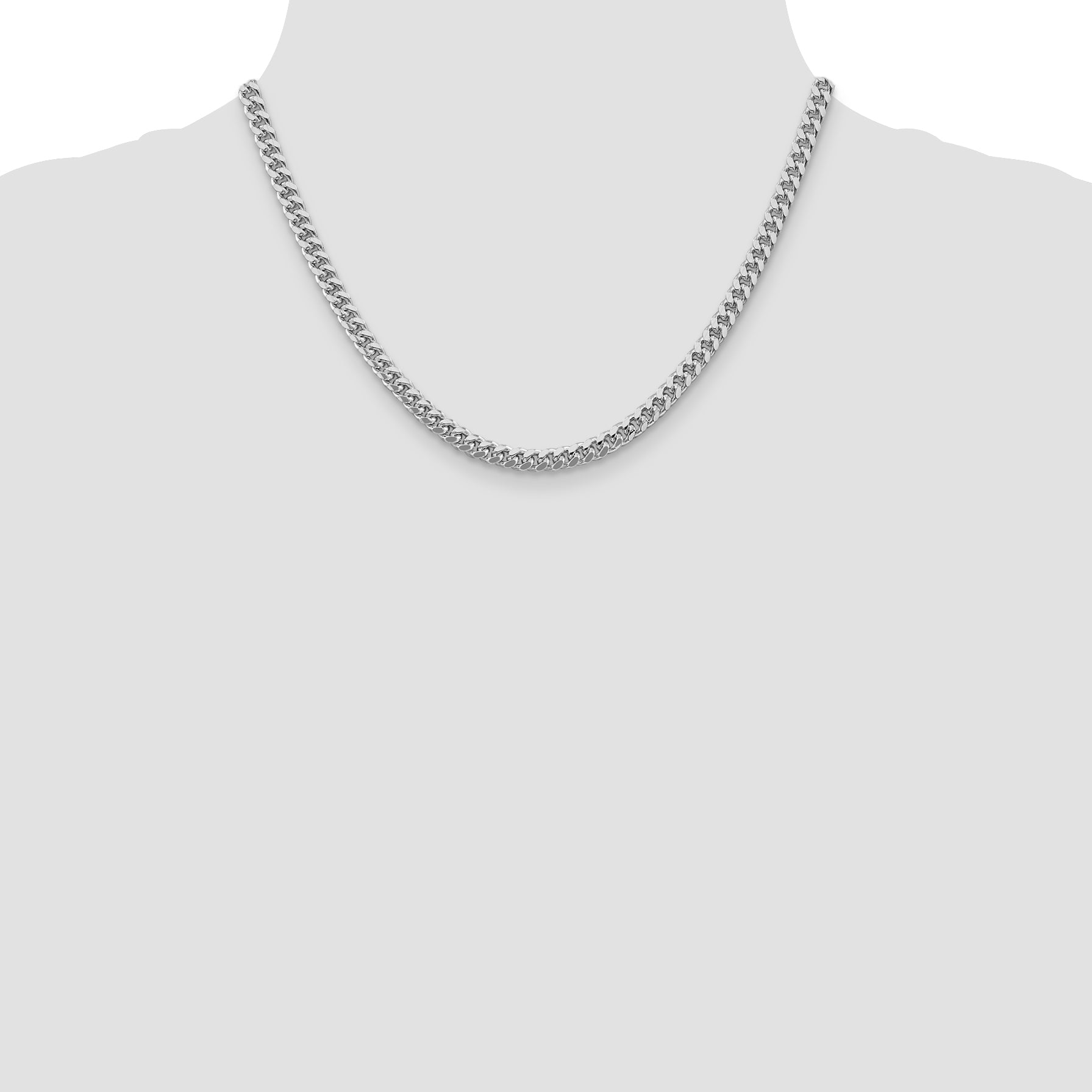 Sterling Silver Rhodium-plated 5mm Domed With  Side Diamond-Cut Curb Chain