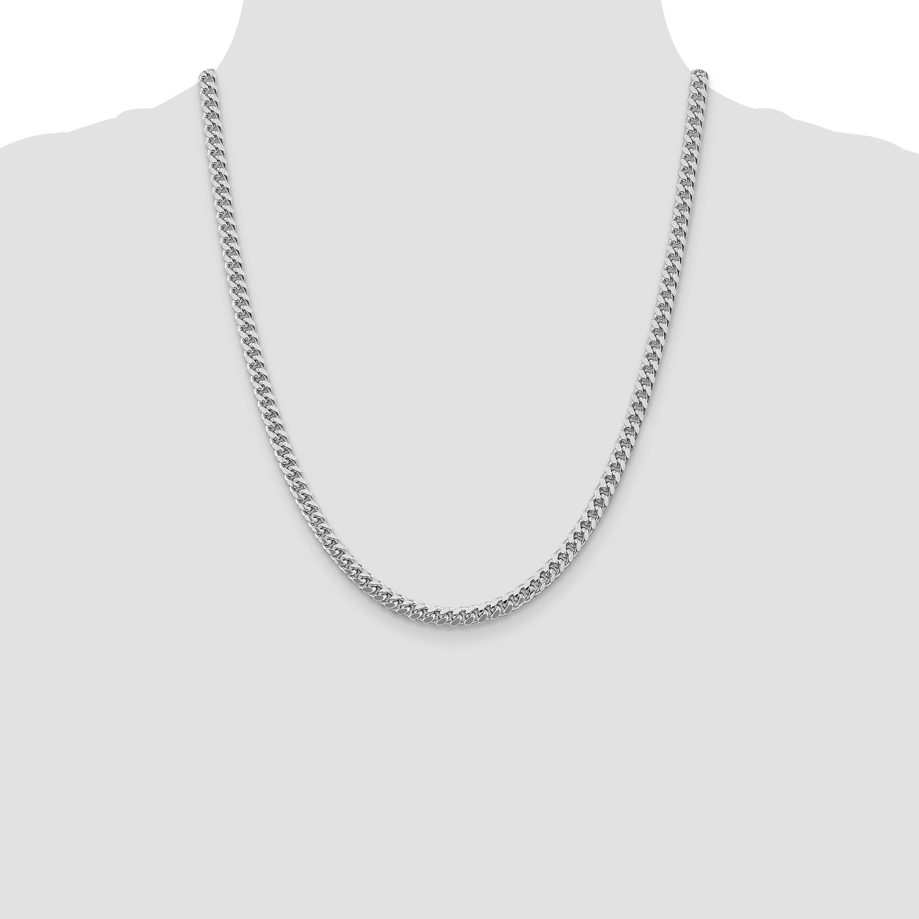 Sterling Silver Rhodium-plated 5mm Domed With  Side Diamond-Cut Curb Chain