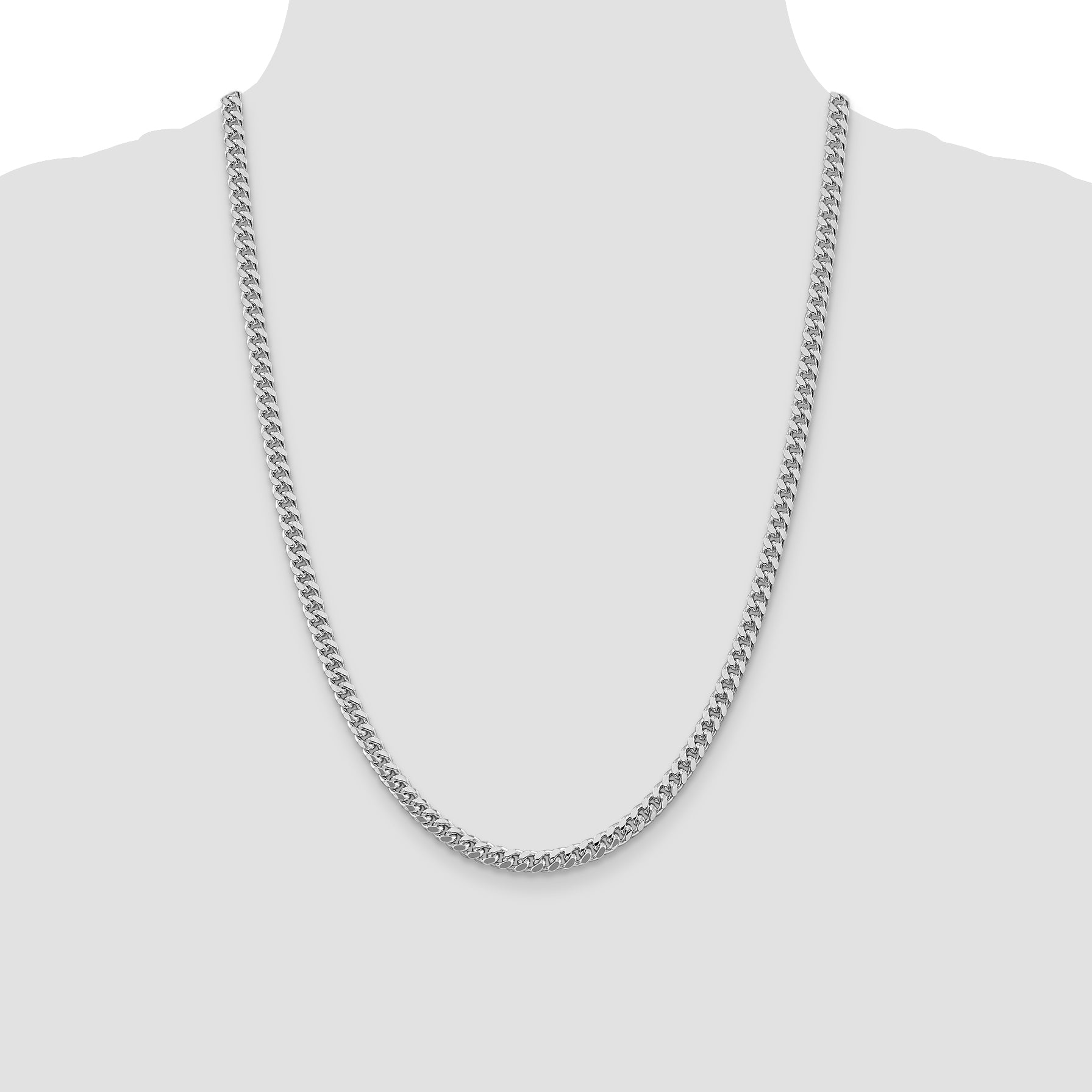 Sterling Silver Rhodium-plated 5mm Domed With  Side Diamond-Cut Curb Chain