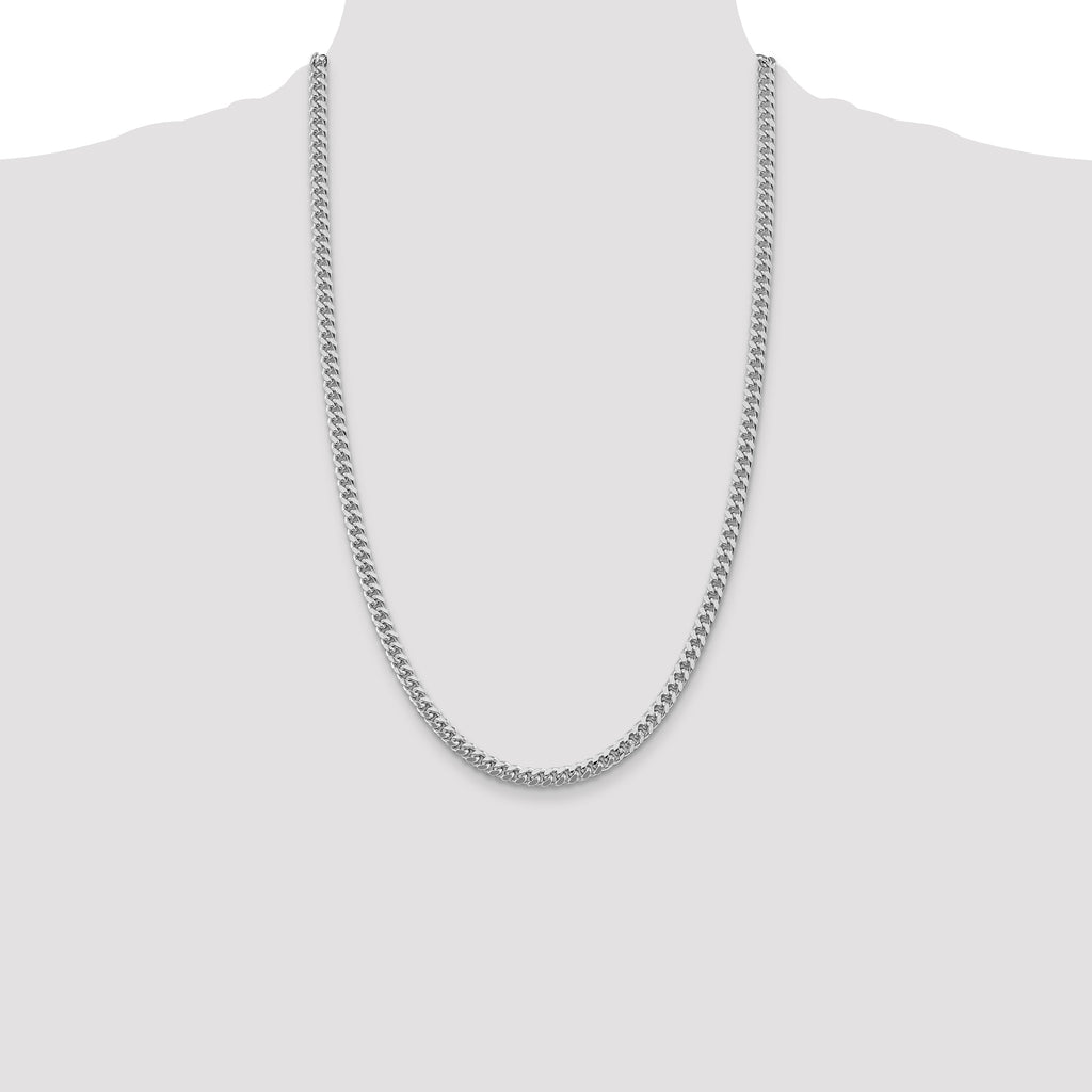 Sterling Silver Rhodium-Plated Diamond-Cut Curb Chain Necklace 5mm
