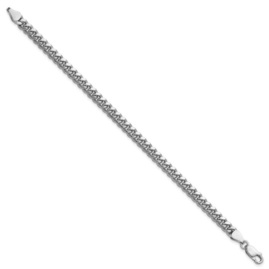 Sterling Silver Rhodium-Plated 5mm Domed With  Side Diamond-Cut Curb Chain