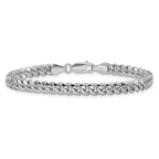 Sterling Silver Rhodium-Plated 5mm Domed With  Side Diamond-Cut Curb Chain